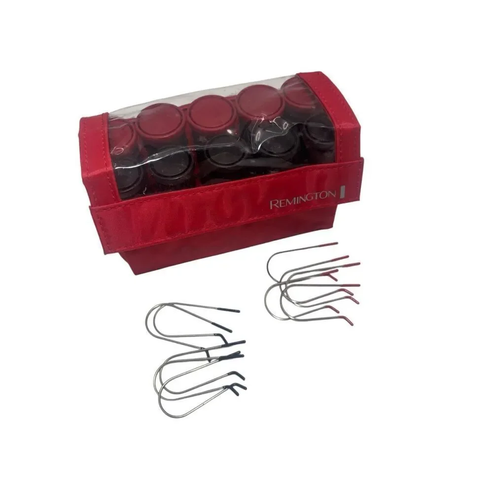 Remington red travel set of heated hair rollers. The set includes black & red ro